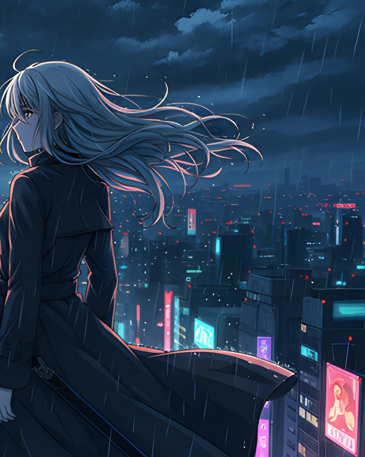 Anime illustration before and after a real 10× AI Upscale export